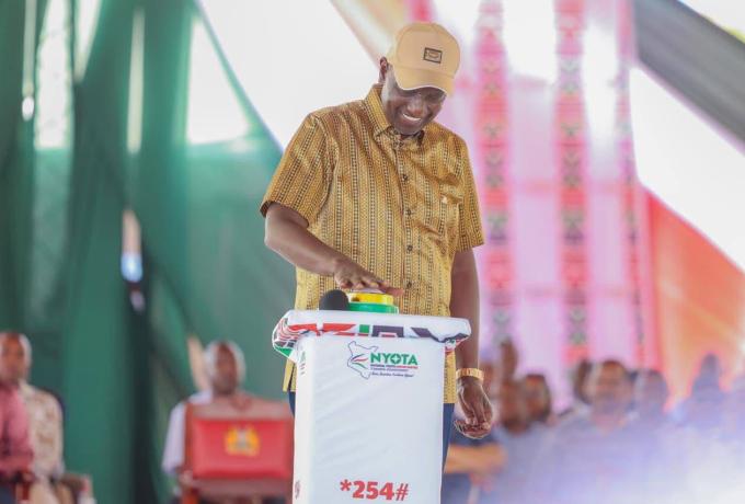 President William Ruto during the business start-up capital disbursement. 